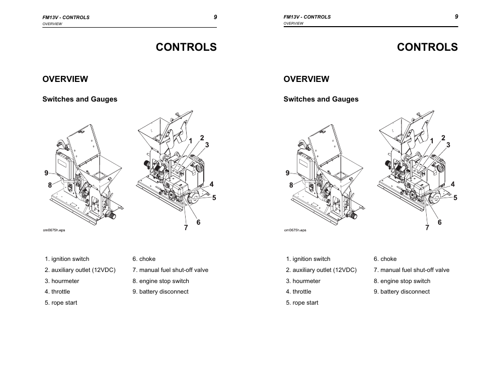Controls, Overview | Ditch Witch FM13V User Manual | Page 9 / 46