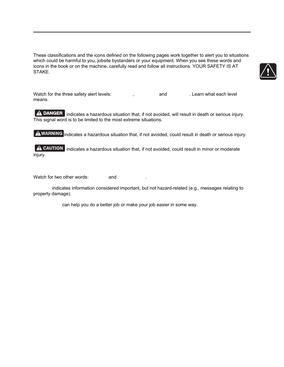 Safety alert classifications, Rt30 operator’s manual | Ditch Witch RT30 User Manual | Page 14 / 97