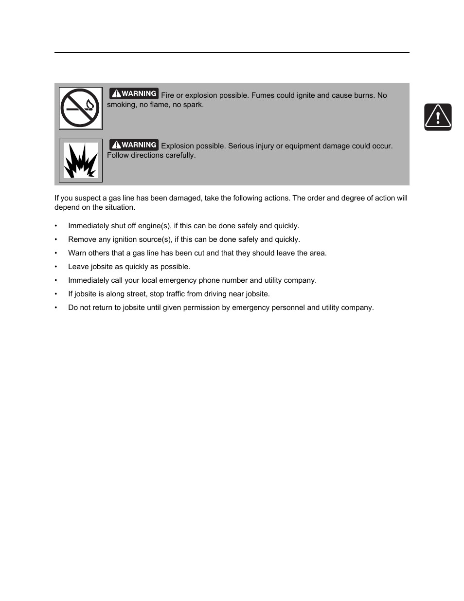 If a gas line is damaged, Rt30 operator’s manual | Ditch Witch RT30 User Manual | Page 20 / 97