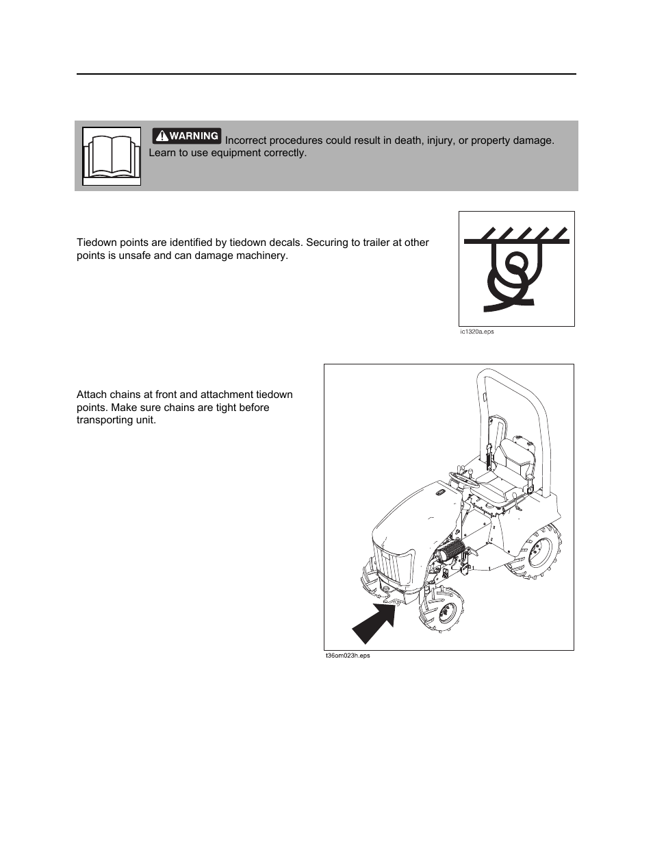 Tie down, Points, Procedure | Rt30 operator’s manual | Ditch Witch RT30 User Manual | Page 49 / 97