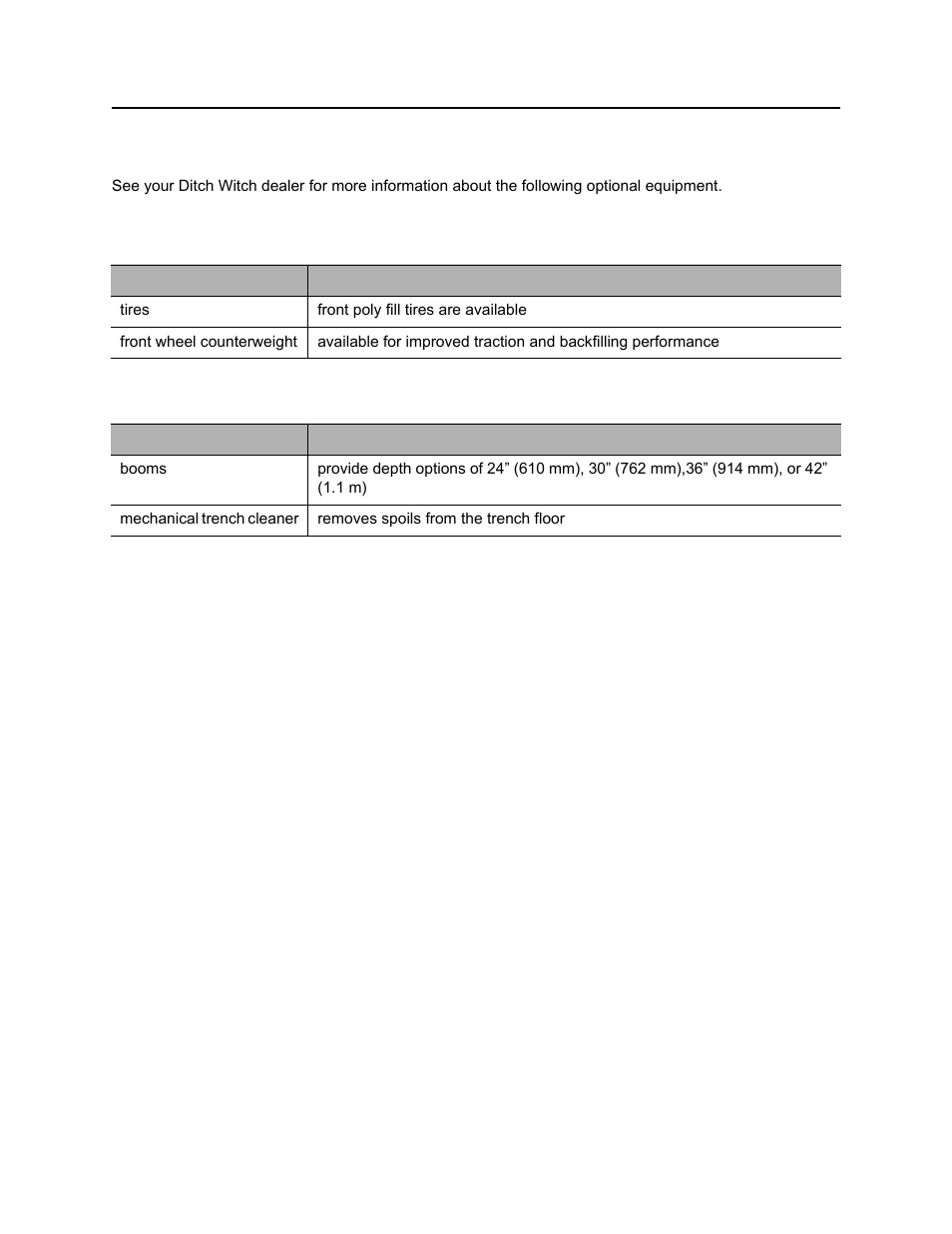 Optional equipment, Rt30 tractor, H210 trencher | Rt30 operator’s manual | Ditch Witch RT30 User Manual | Page 61 / 97