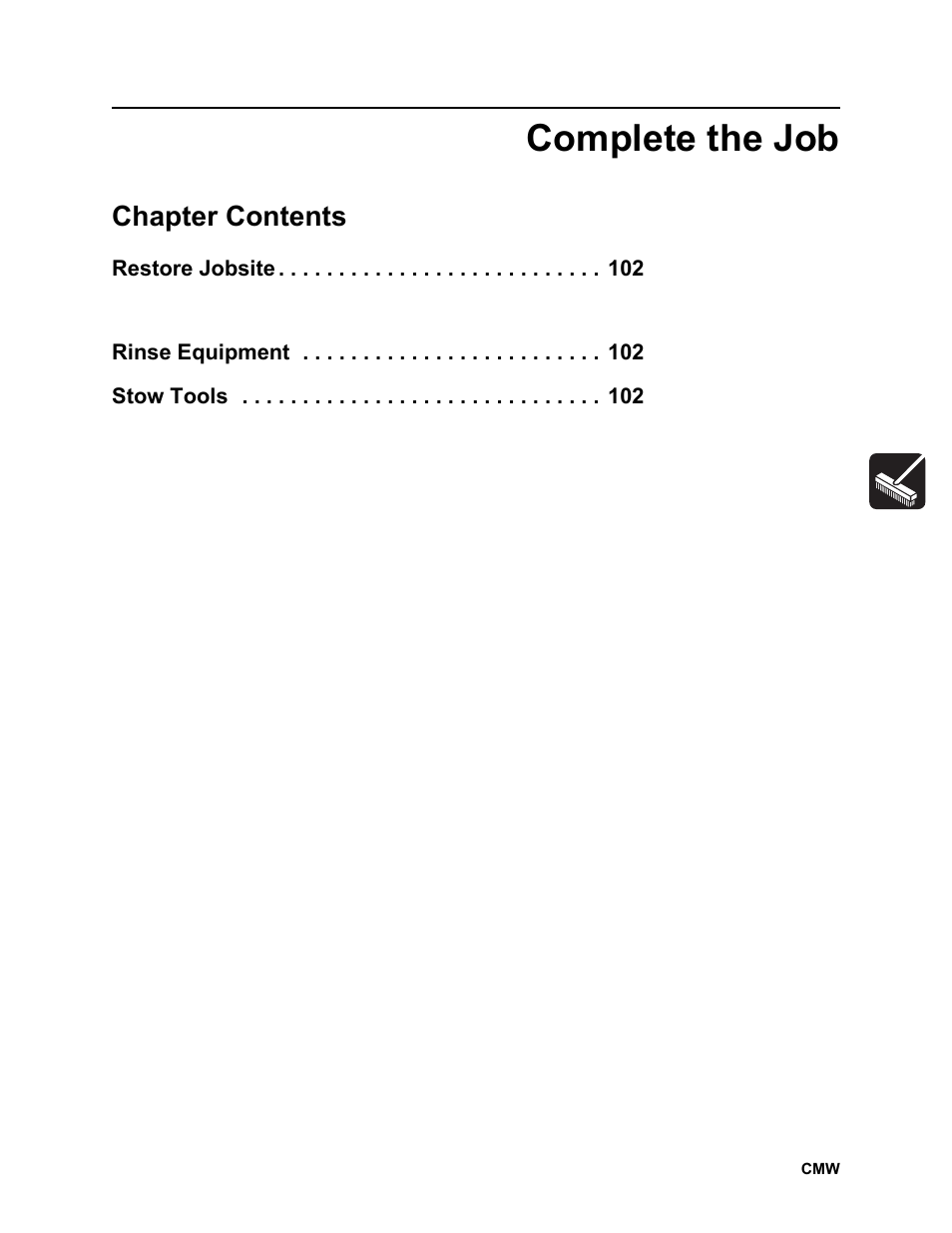 Complete the job, Chapter contents | Ditch Witch RT100 User Manual | Page 102 / 161