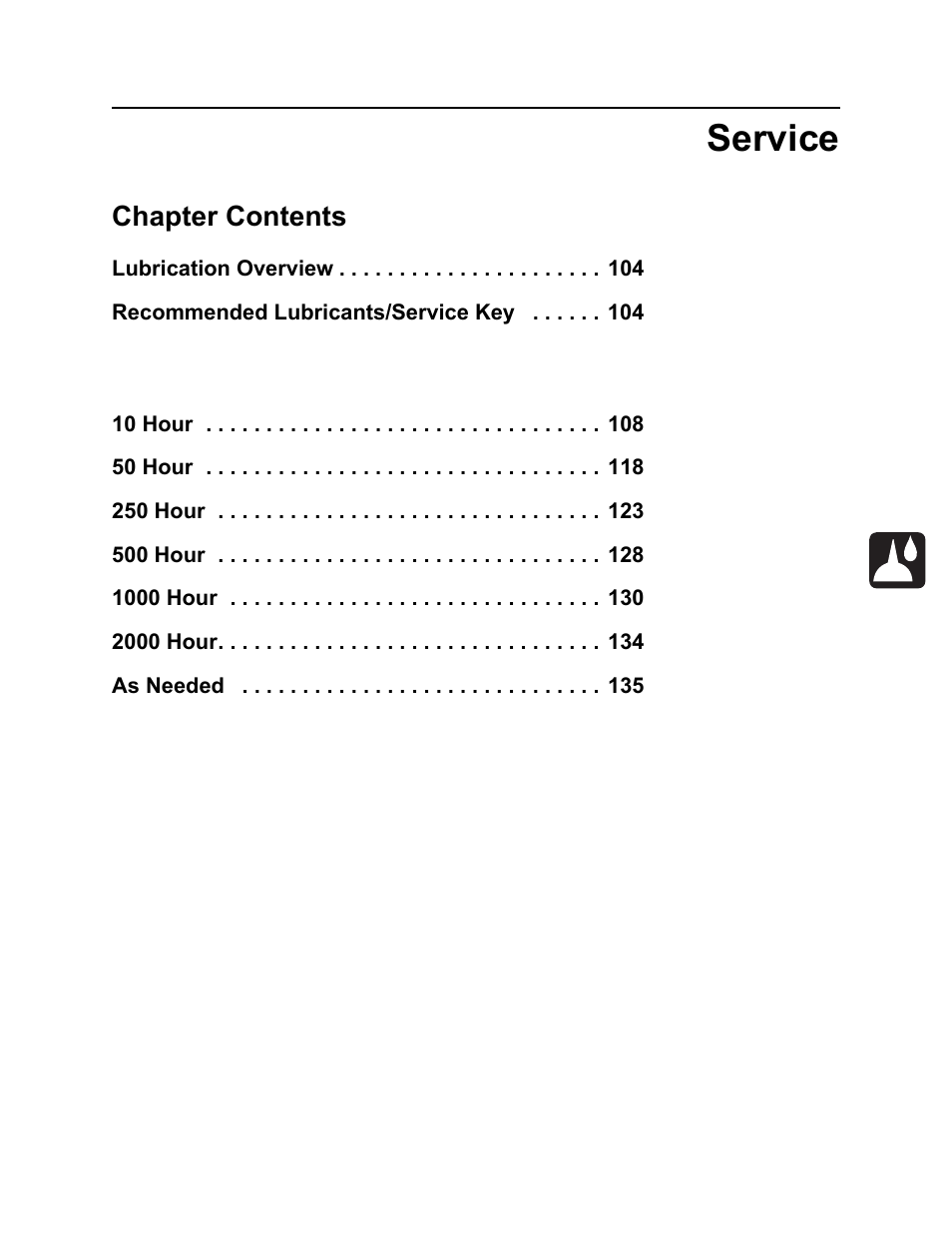 Service, Chapter contents | Ditch Witch RT100 User Manual | Page 104 / 161