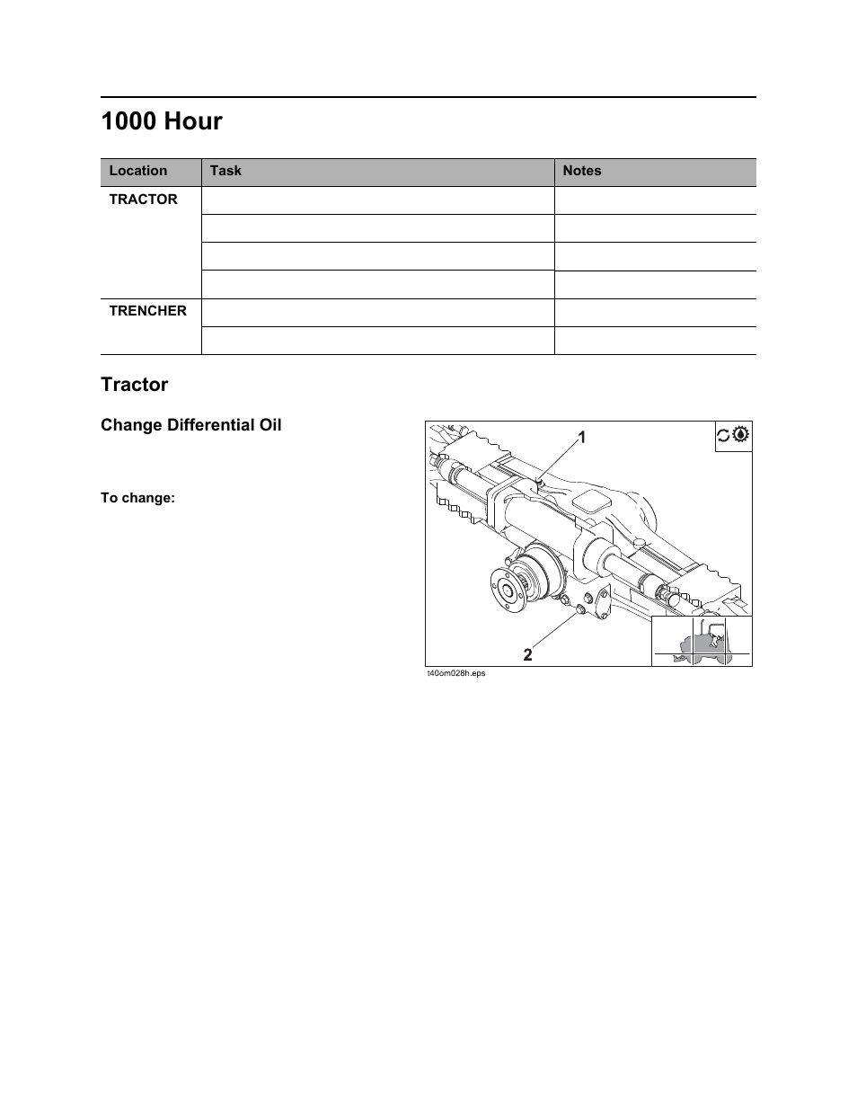 1000 hour, Tractor, Rt100 powershift operator’s manual | Ditch Witch RT100 User Manual | Page 131 / 161