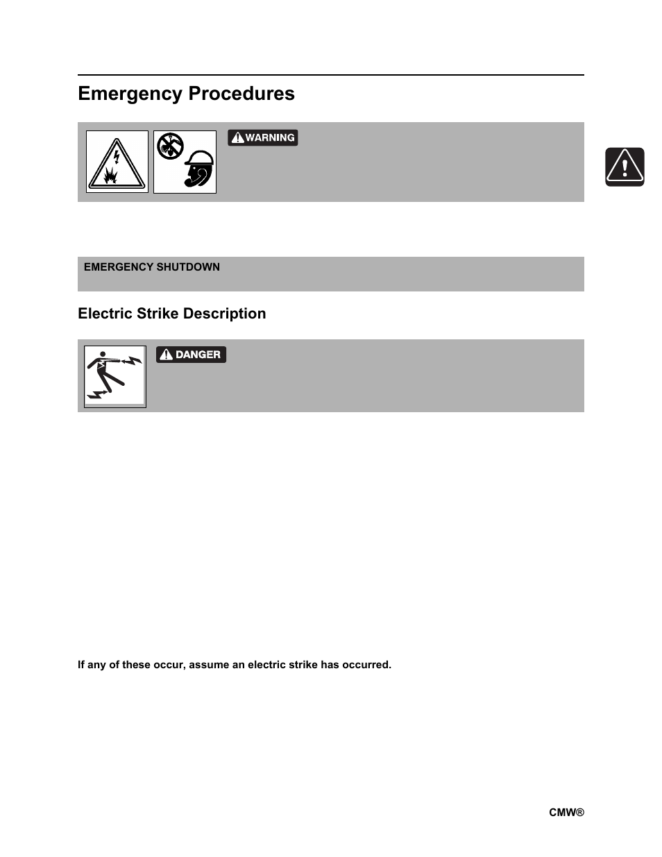 Emergency procedures, Electric strike description, Rt100 powershift operator’s manual | Ditch Witch RT100 User Manual | Page 14 / 161