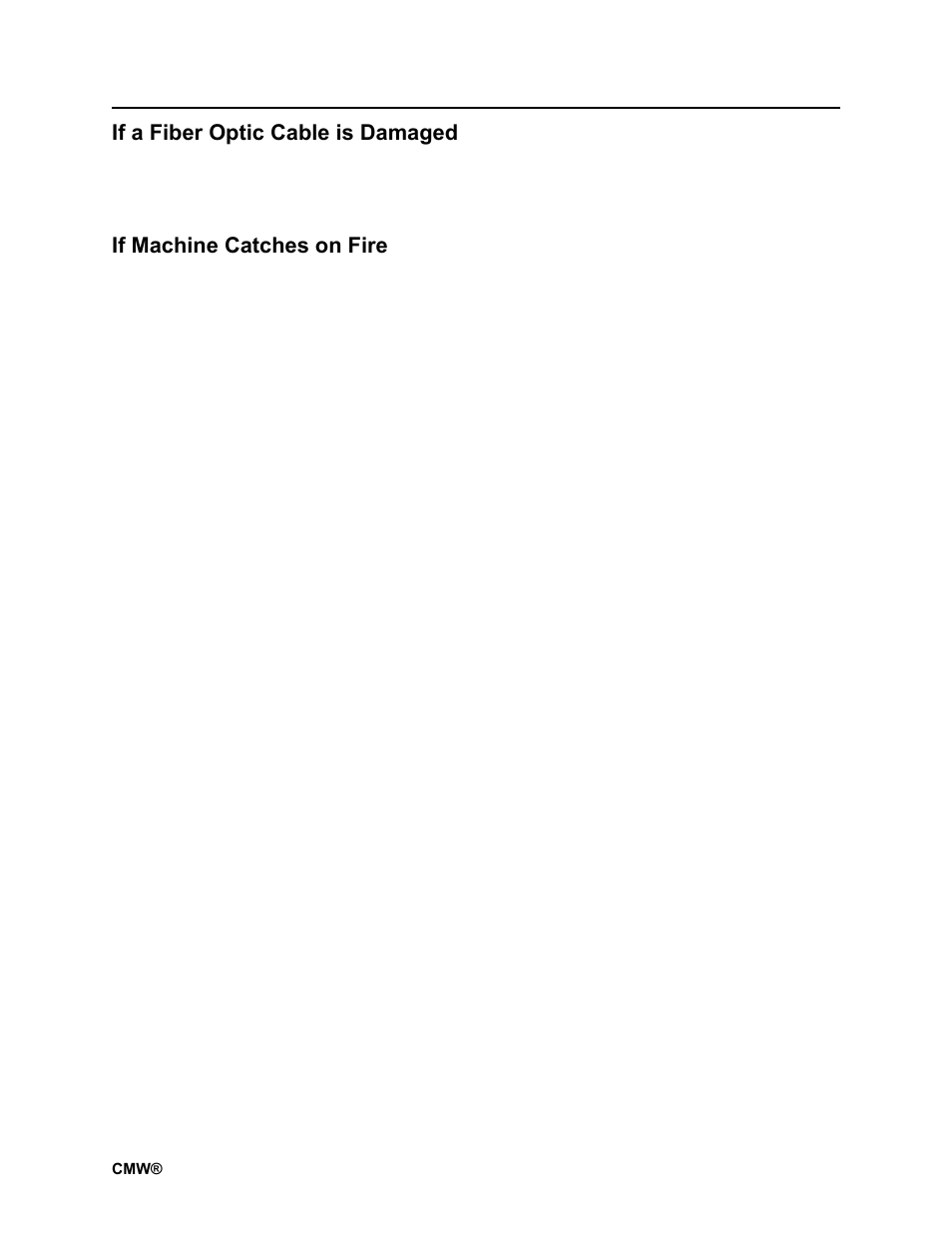 If a fiber optic cable is damaged, If machine catches on fire, Rt100 powershift operator’s manual | Ditch Witch RT100 User Manual | Page 17 / 161