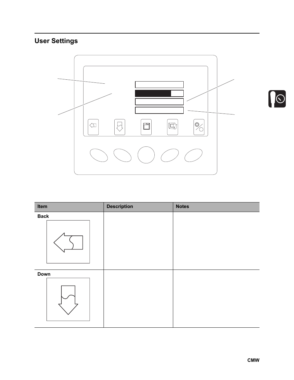 User settings, Rt100 powershift operator’s manual, Graphic display | Ditch Witch RT100 User Manual | Page 38 / 161