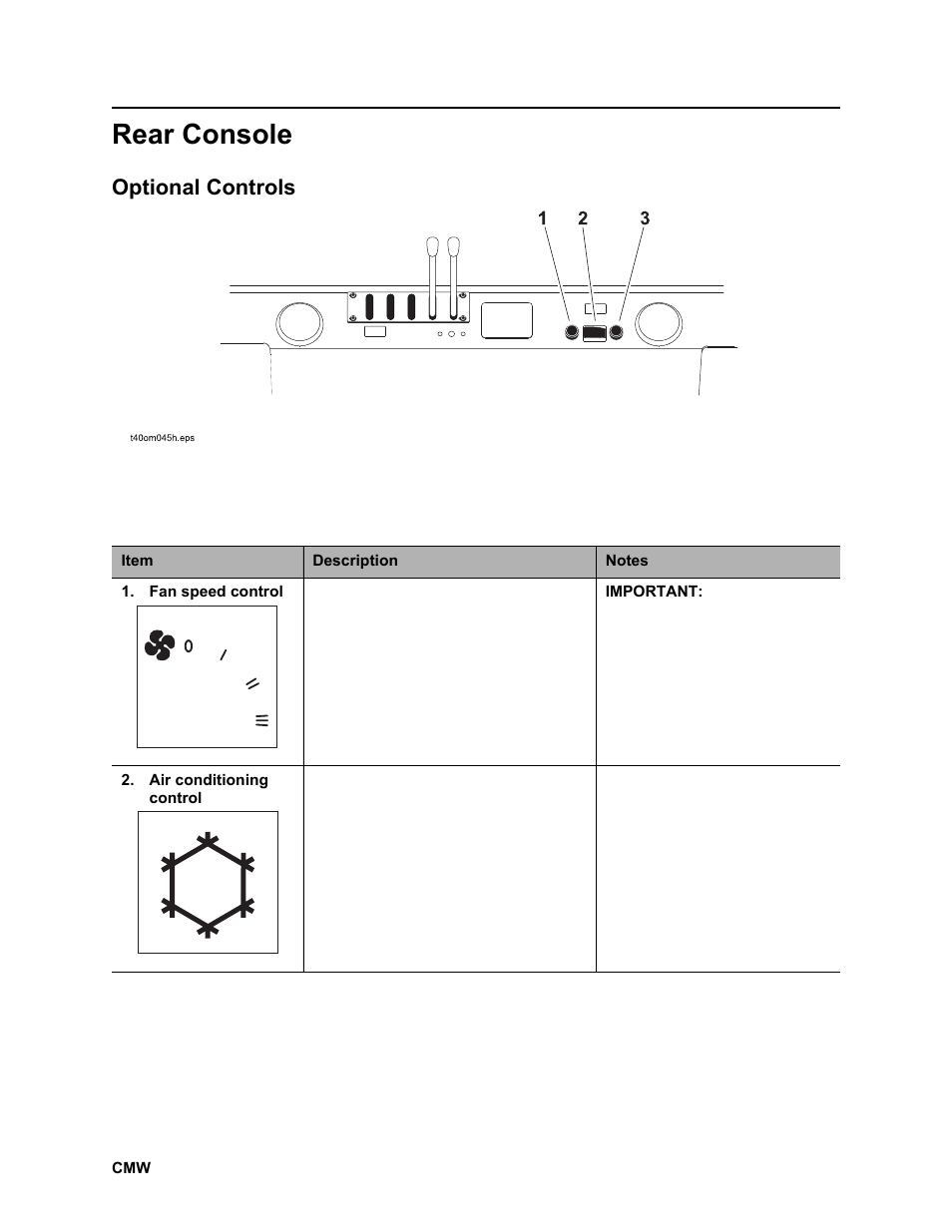 Rear console, Optional controls, Rt100 powershift operator’s manual | Ditch Witch RT100 User Manual | Page 45 / 161