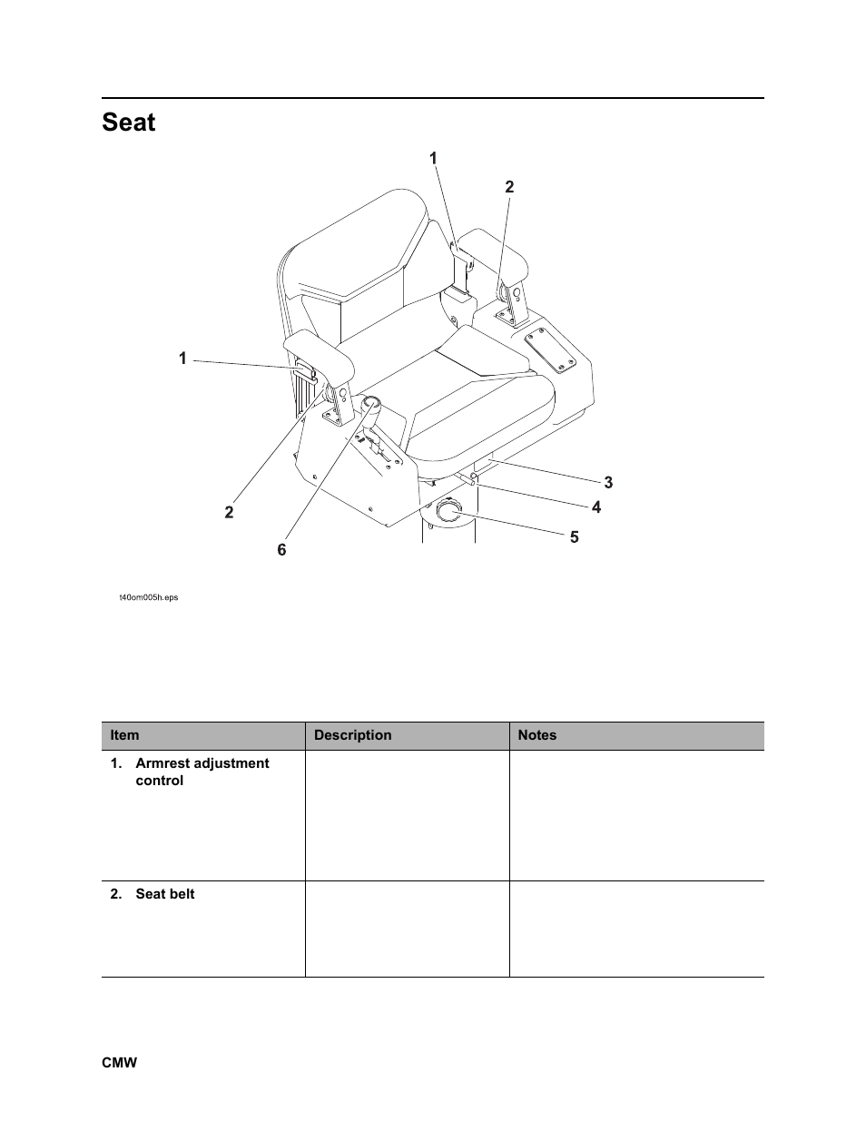 Seat, Rt100 powershift operator’s manual | Ditch Witch RT100 User Manual | Page 47 / 161