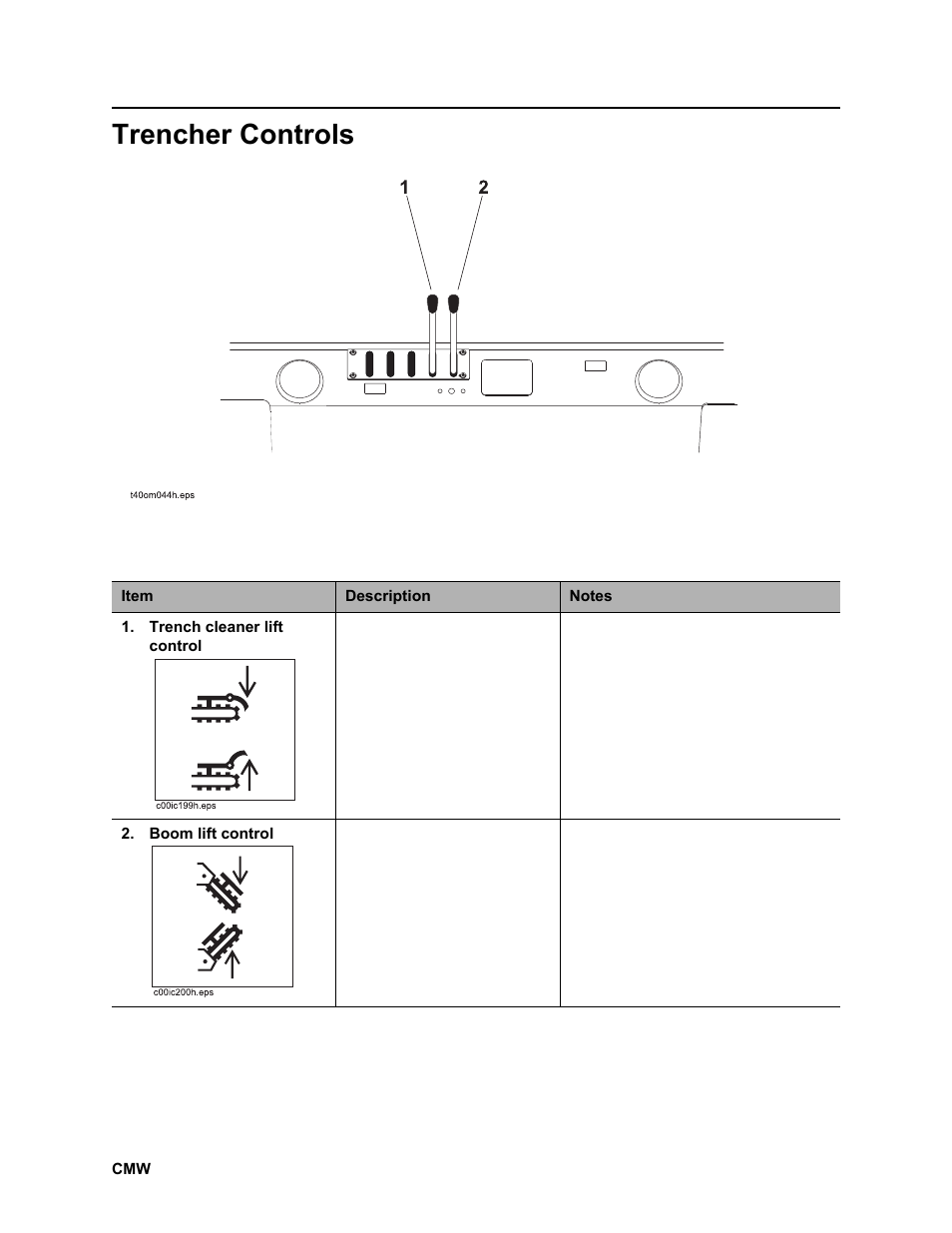 Trencher controls, Rt100 powershift operator’s manual | Ditch Witch RT100 User Manual | Page 49 / 161