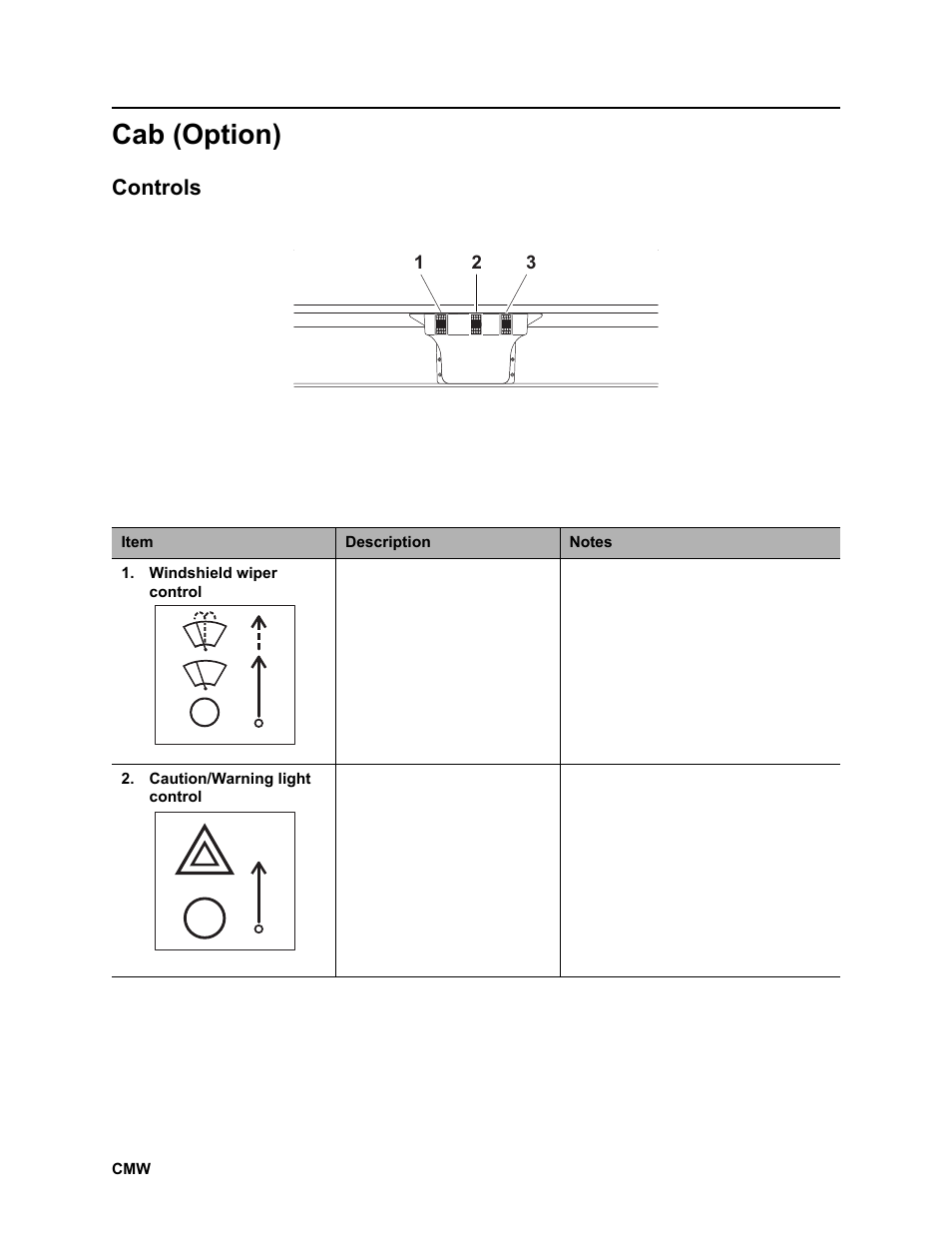 Cab (option), Controls, Rt100 powershift operator’s manual | Ditch Witch RT100 User Manual | Page 55 / 161