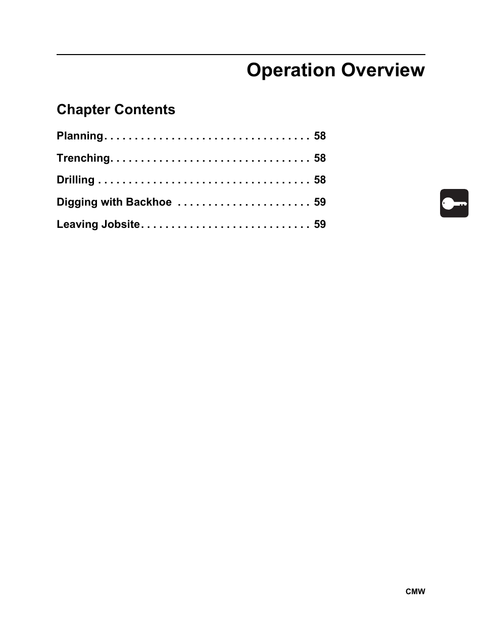 Operation overview, Chapter contents | Ditch Witch RT100 User Manual | Page 58 / 161