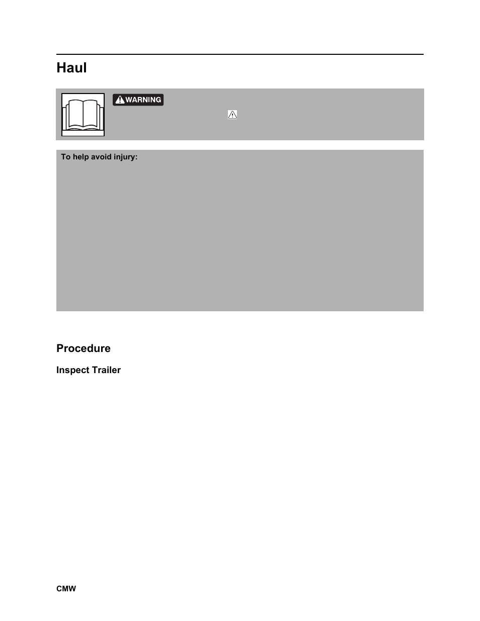 Haul, Procedure, Rt100 powershift operator’s manual | Ditch Witch RT100 User Manual | Page 77 / 161