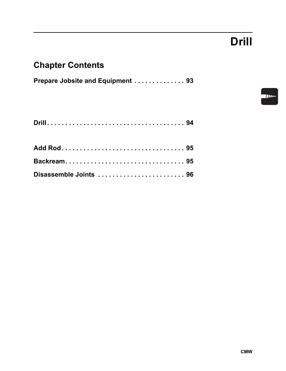 Drill, Chapter contents | Ditch Witch RT100 User Manual | Page 92 / 161