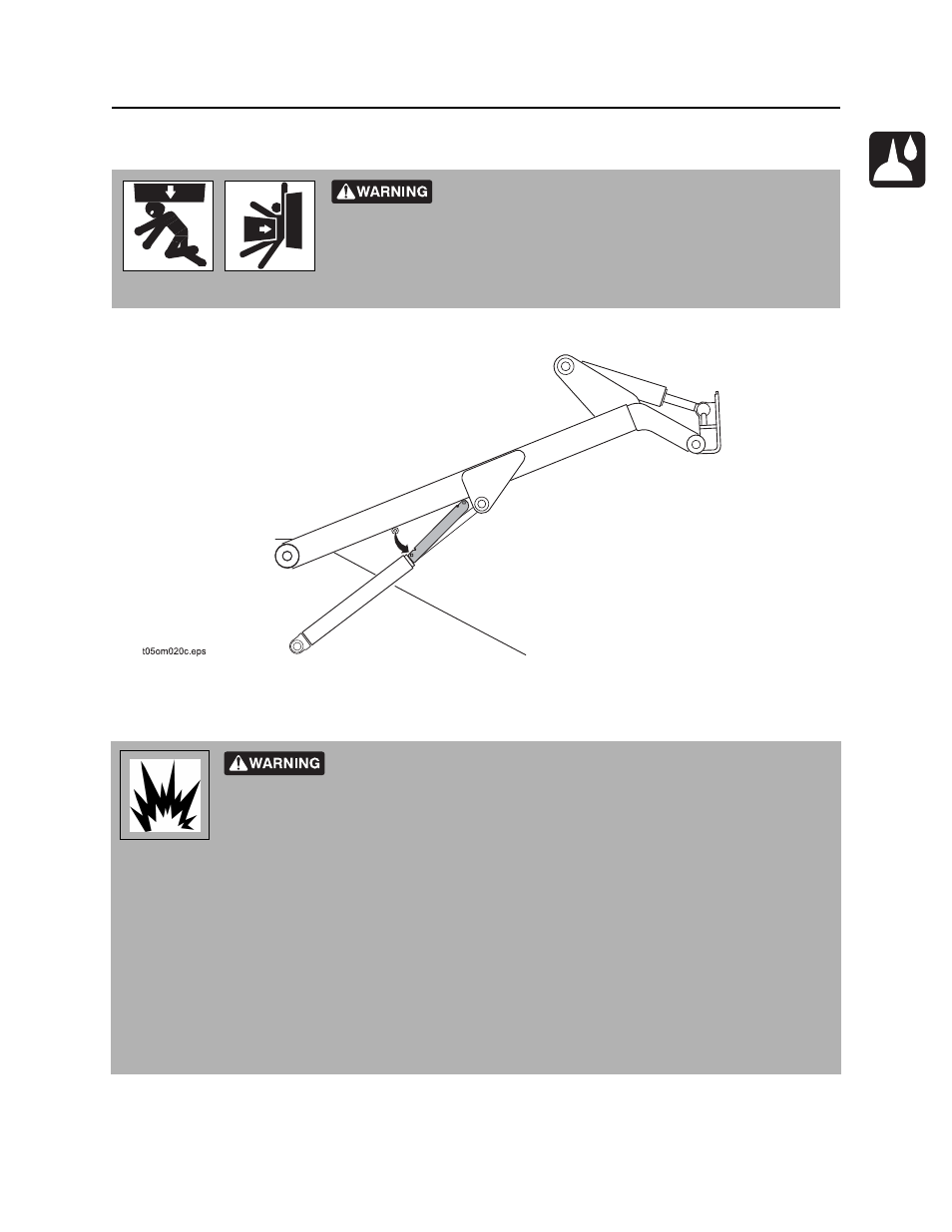 Working under raised lift arms, Welding precaution, Sk350 operator’s manual | Ditch Witch SK350 User Manual | Page 48 / 77