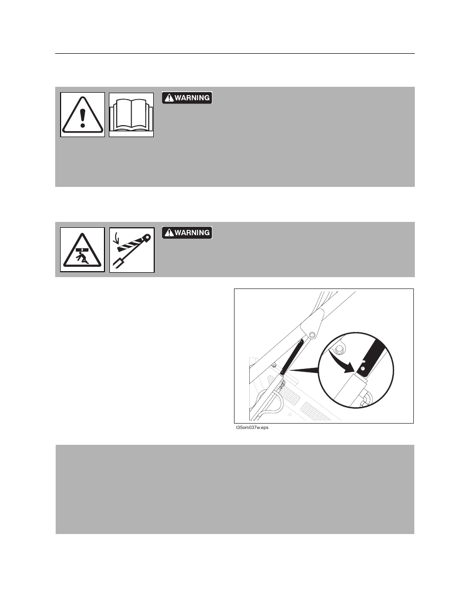 Precautions, Working under raised lift arms, Welding precaution | Sk850 operator’s manual | Ditch Witch SK850 User Manual | Page 69 / 107