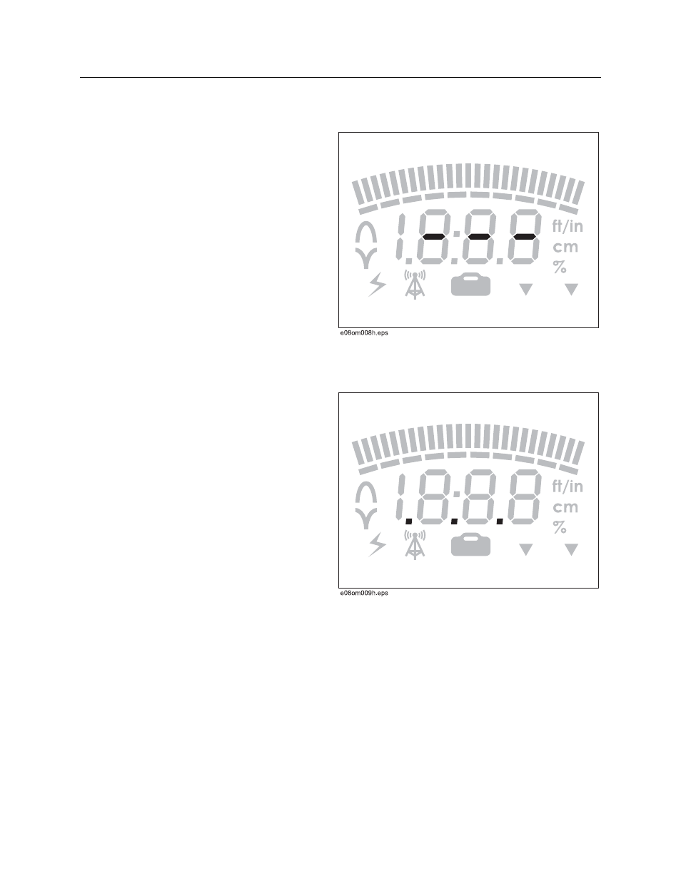 Receiver error messages, Three dashes, Three dots | 250r/t operator’s manual | Ditch Witch 250RT User Manual | Page 41 / 49