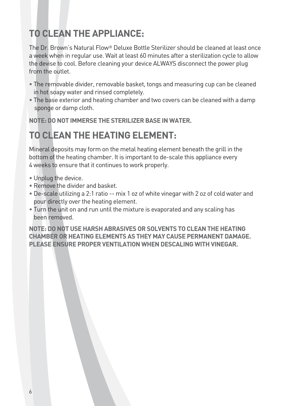 Dr. Brown's Deluxe Bottle Sterilizer User Manual | Page 6 / 20