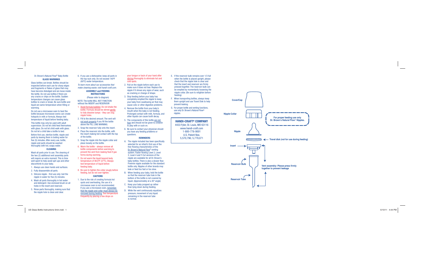 Dr. Brown's Glass User Manual | 2 pages