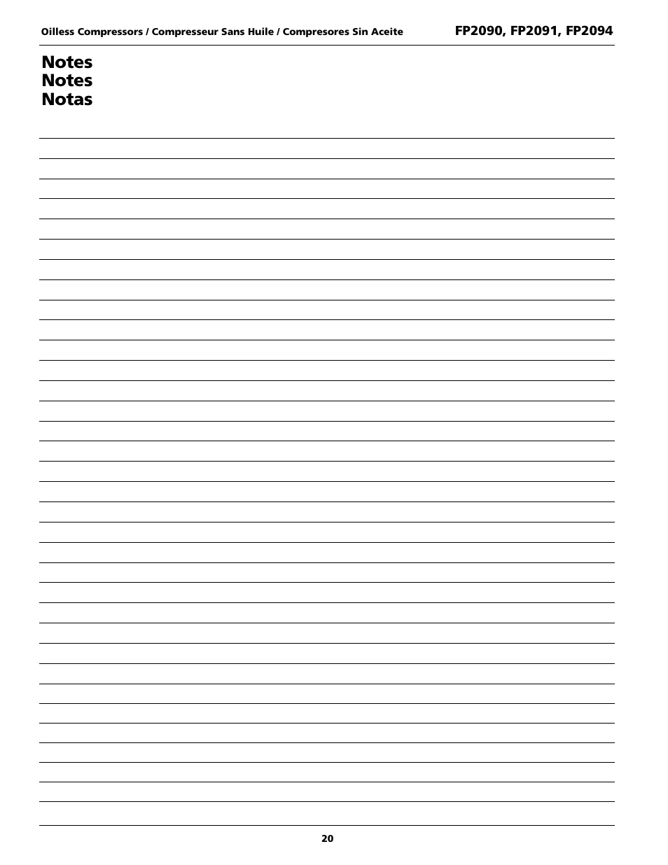 Campbell Hausfeld FP2091 User Manual | Page 20 / 20
