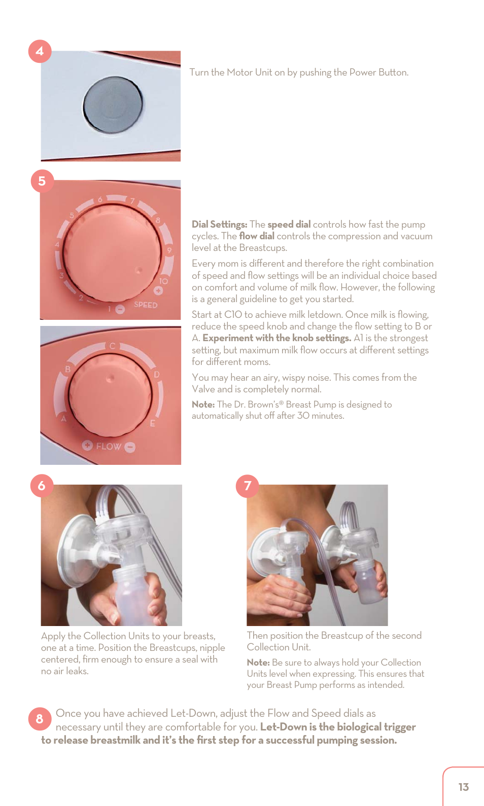 Dr. Brown's Double Electric Breast Pump User Manual | Page 13 / 48