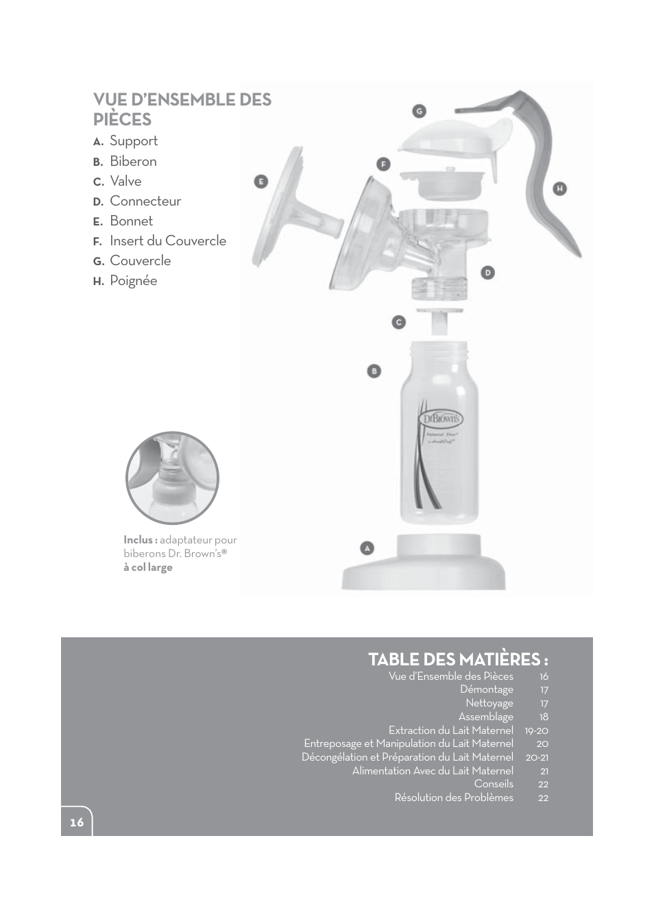 Dr. Brown's Manual Breast Pump User Manual | Page 16 / 24