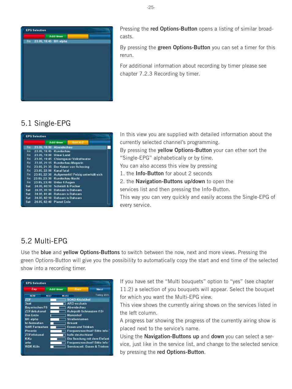 1 single-epg, 2 multi-epg | Dream Property DM8000 HD PVR User Manual | Page 25 / 91