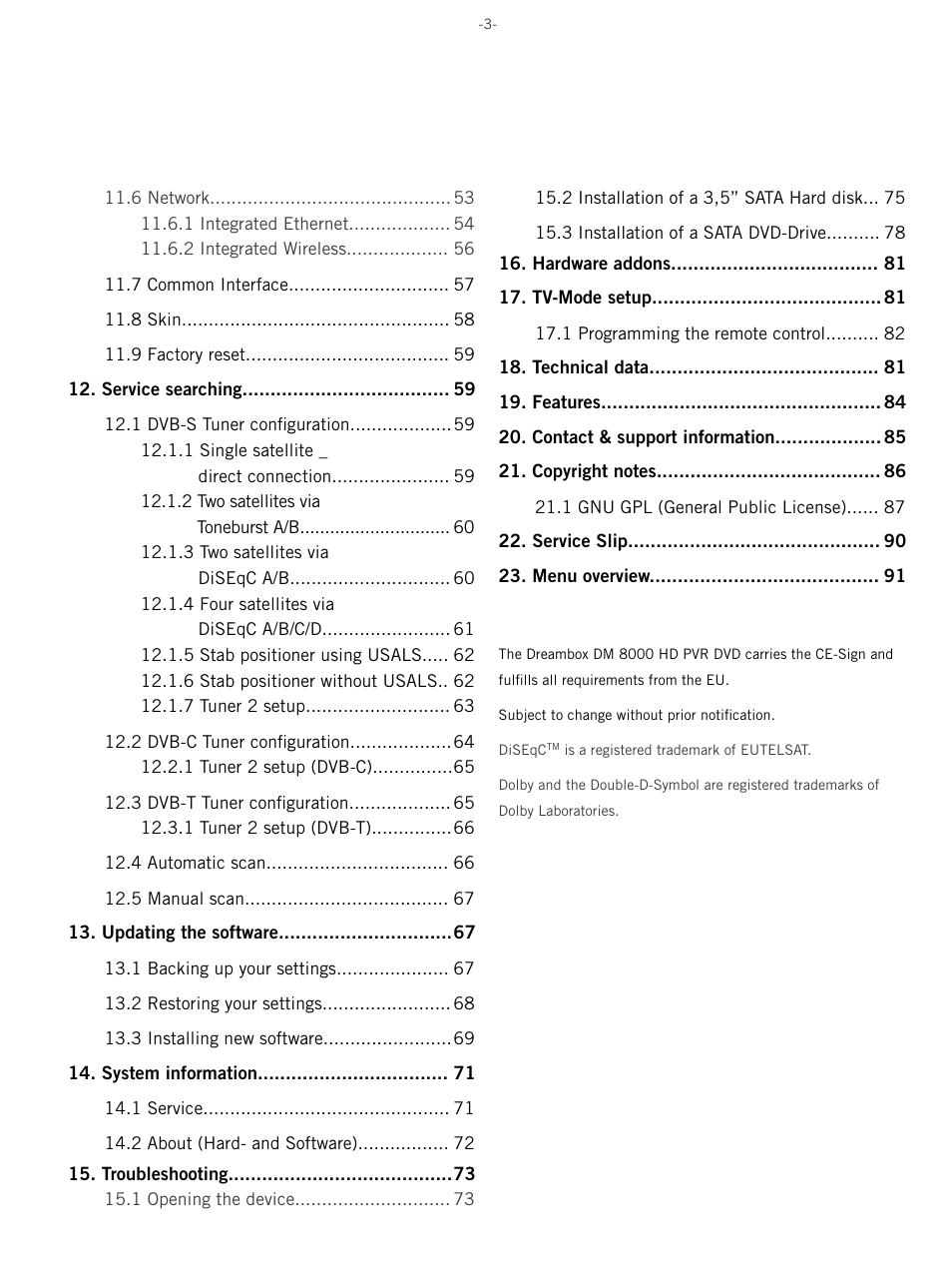 Dream Property DM8000 HD PVR User Manual | Page 3 / 91