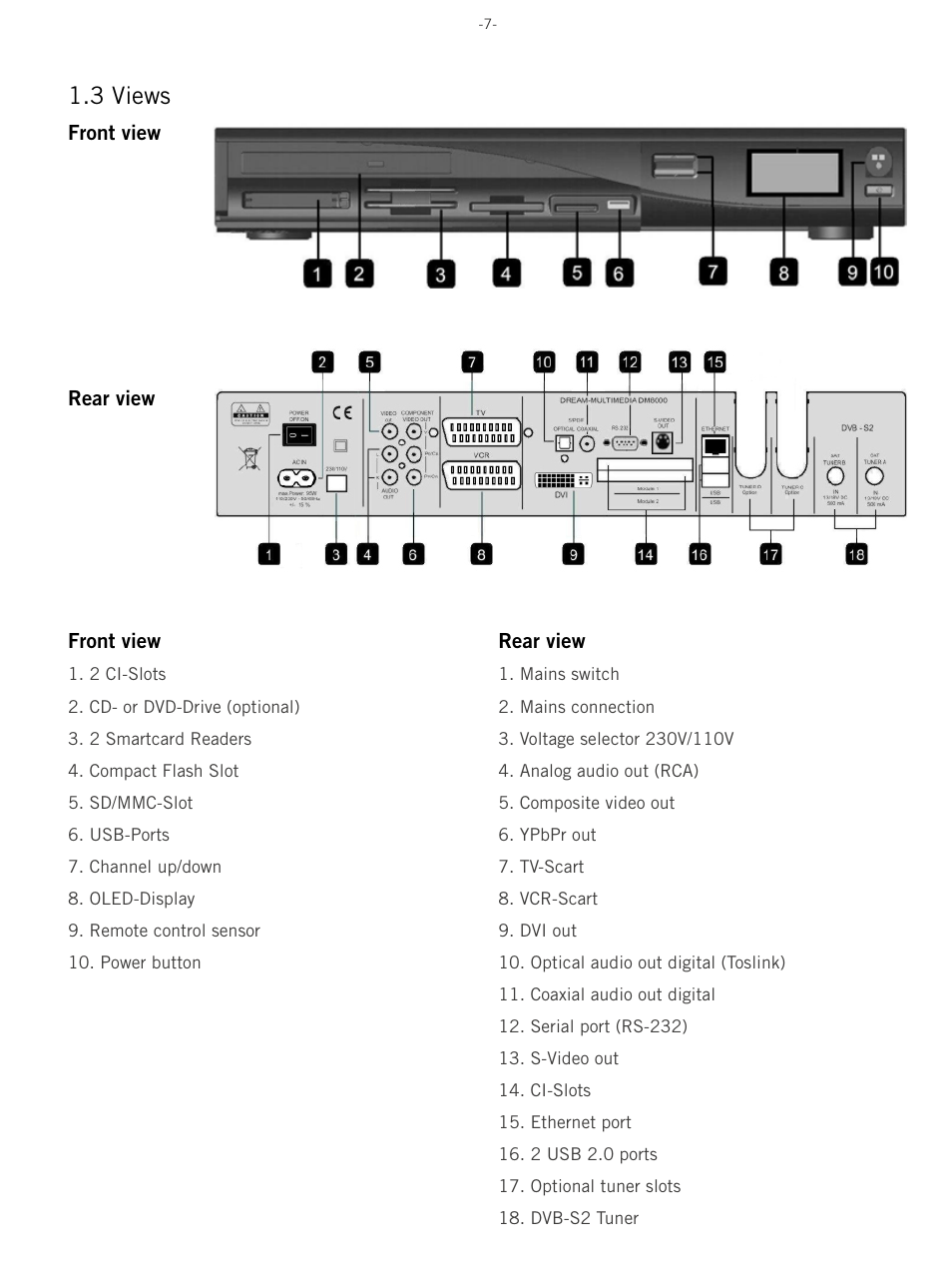 3 views | Dream Property DM8000 HD PVR User Manual | Page 7 / 91