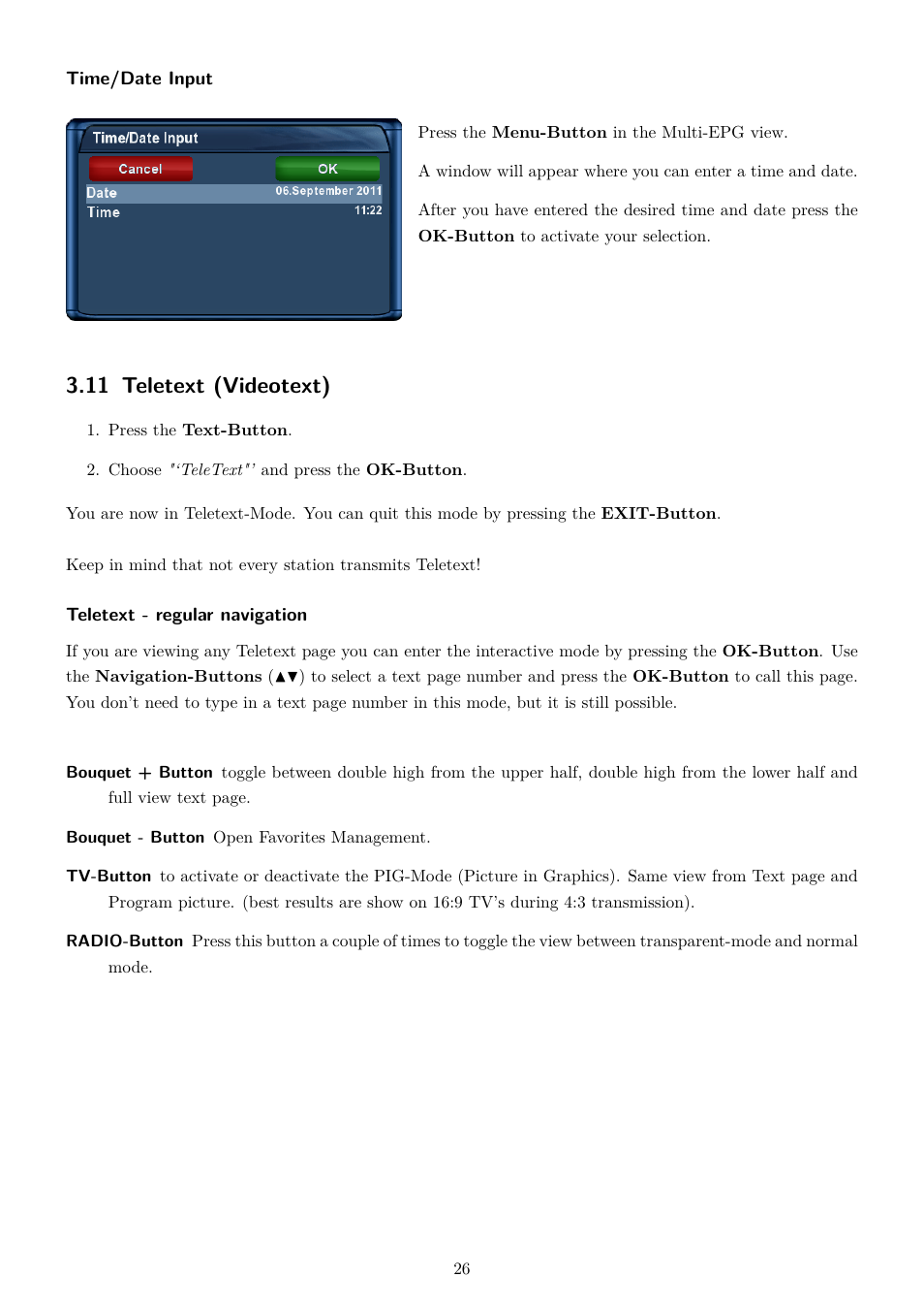 11 teletext (videotext) | Dream Property DM7080 HD User Manual | Page 31 / 87