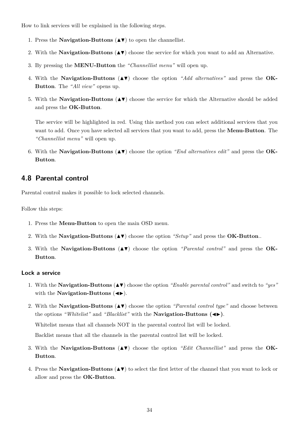 8 parental control | Dream Property DM7080 HD User Manual | Page 39 / 87