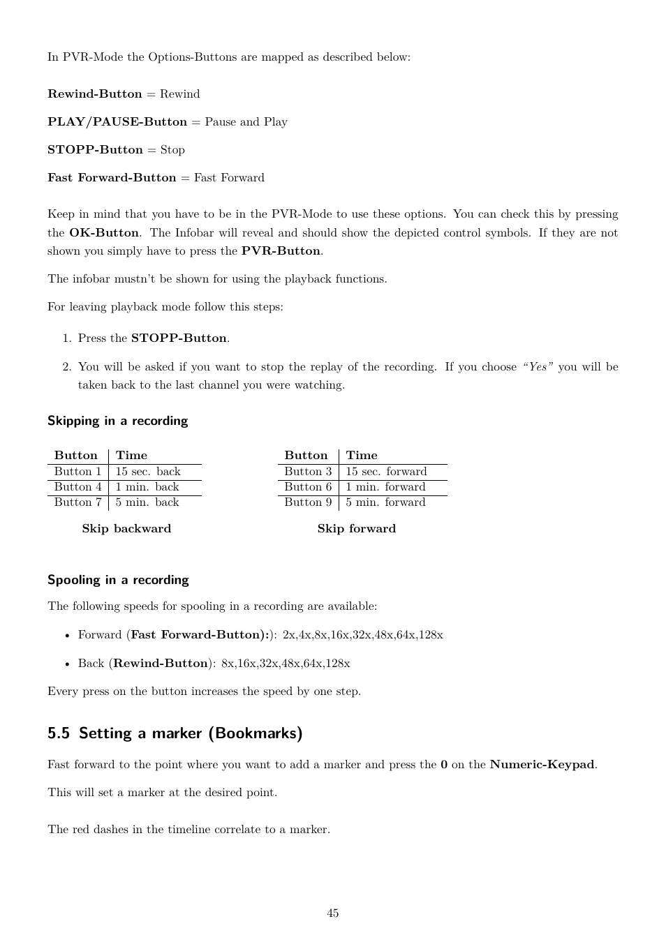 5 setting a marker (bookmarks) | Dream Property DM7080 HD User Manual | Page 50 / 87