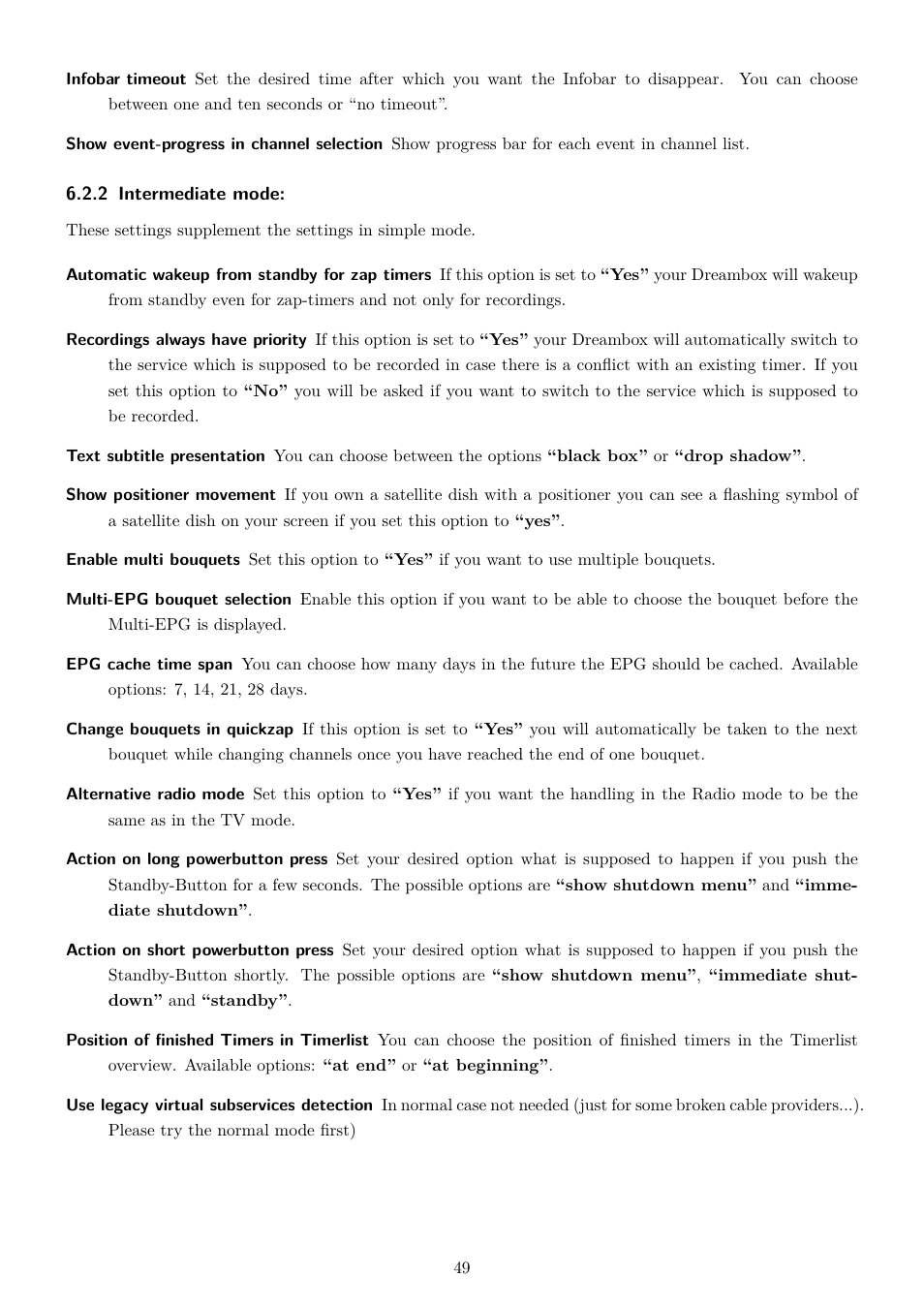 2 intermediate mode | Dream Property DM7080 HD User Manual | Page 54 / 87