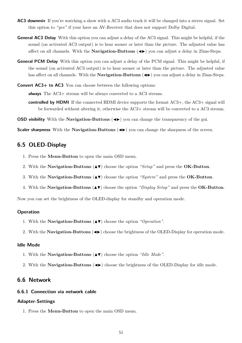 5 oled-display, 6 network, 1 connection via network cable | Dream Property DM7080 HD User Manual | Page 56 / 87
