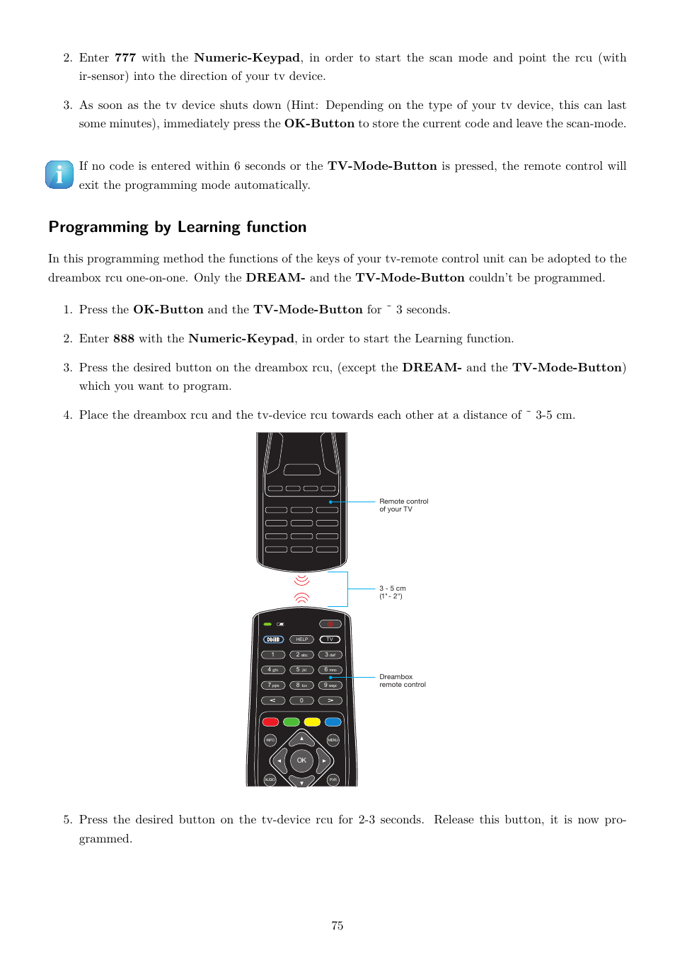 Programming by learning function | Dream Property DM7080 HD User Manual | Page 80 / 87