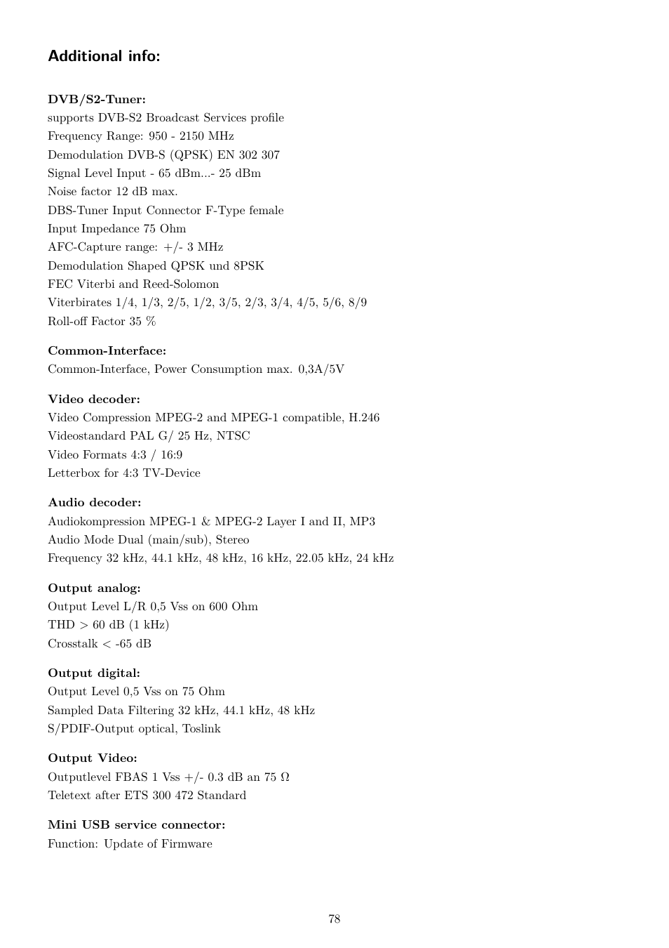 Additional info | Dream Property DM7080 HD User Manual | Page 83 / 87