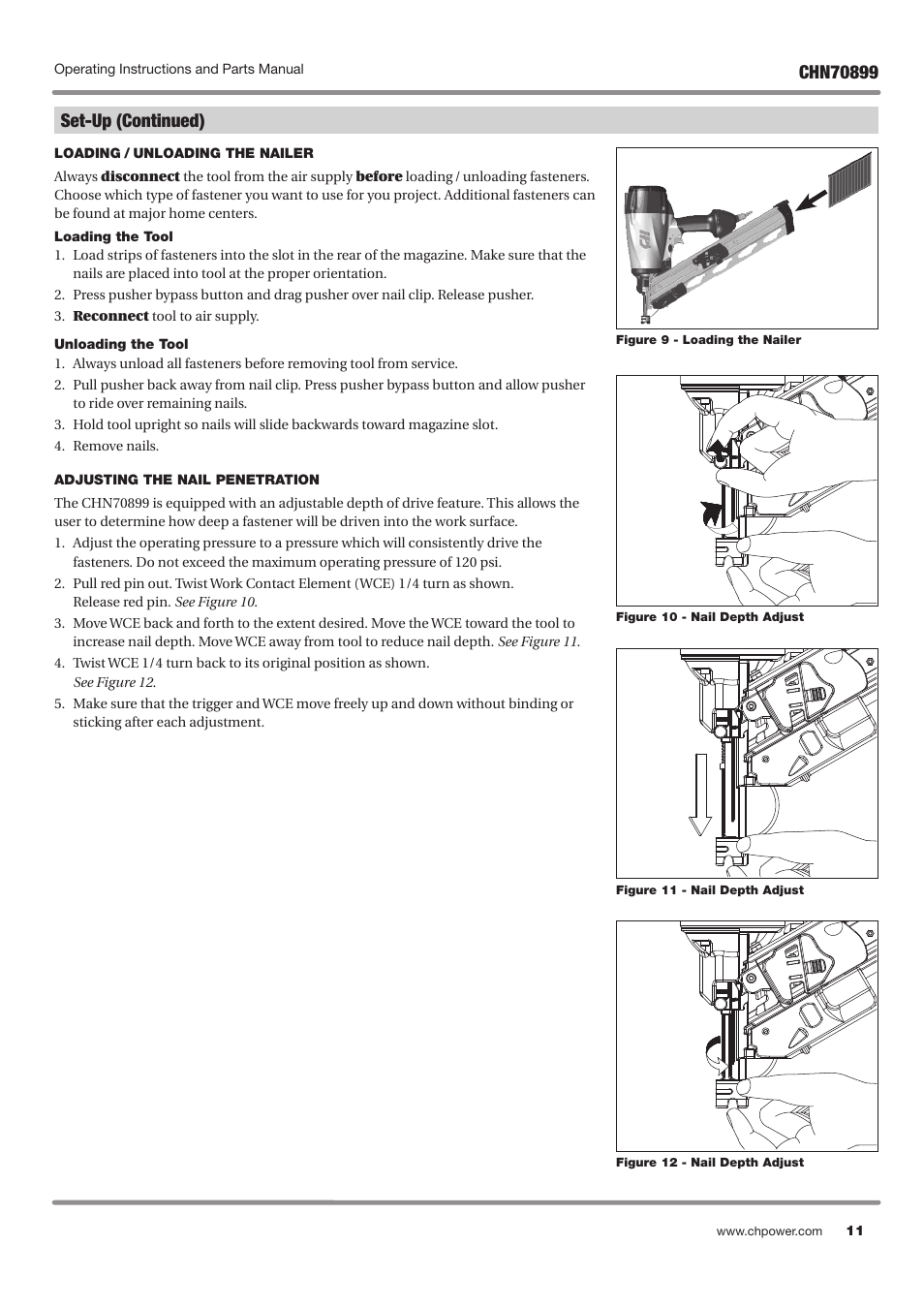 Set-up (continued) | Campbell Hausfeld CHN70899 User Manual | Page 11 / 60