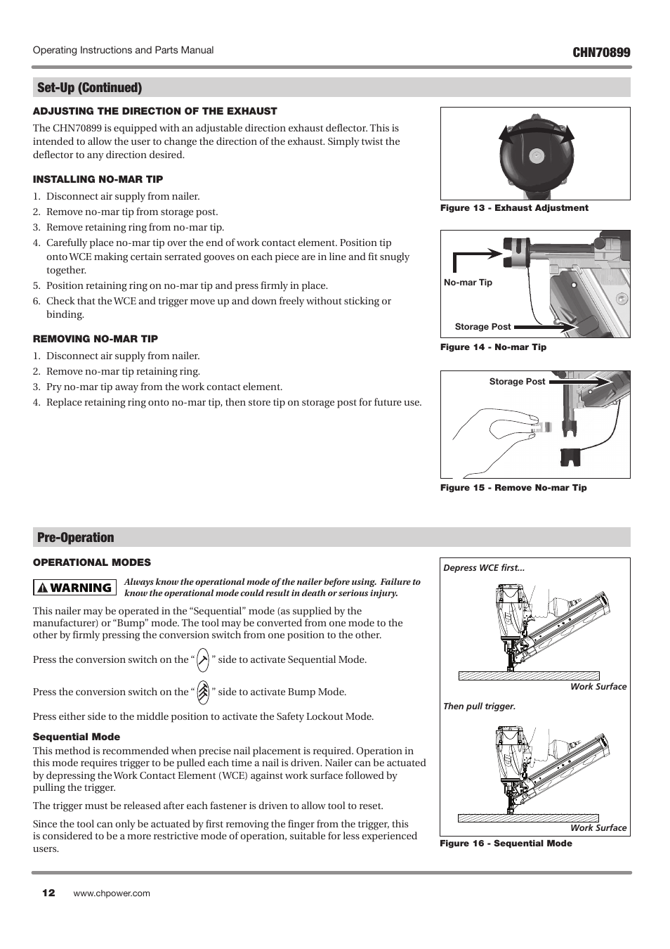 Pre-operation, Set-up (continued) | Campbell Hausfeld CHN70899 User Manual | Page 12 / 60