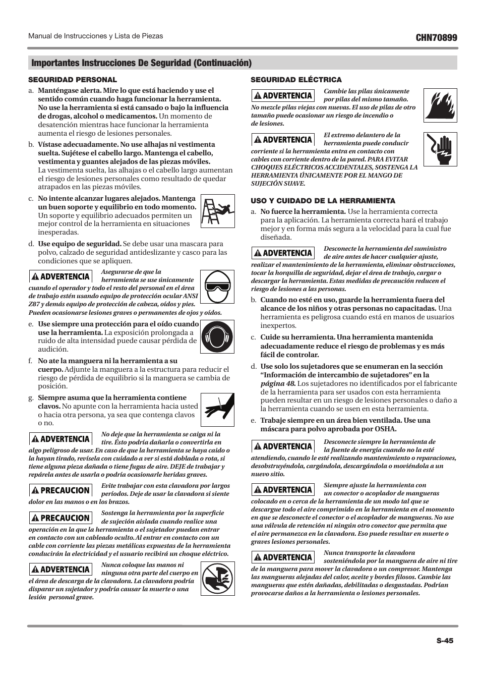 Campbell Hausfeld CHN70899 User Manual | Page 45 / 60