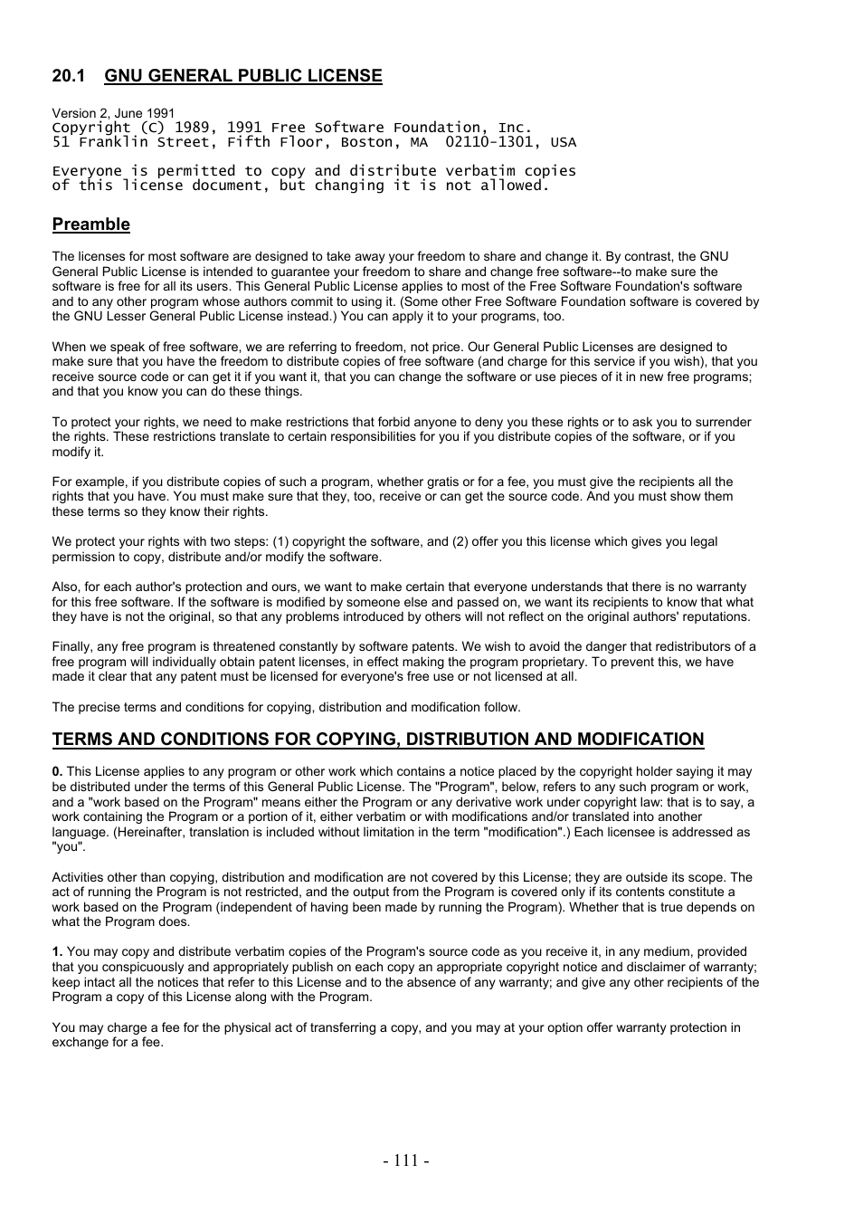 1 gnu general public license | Dream Property DM7025 + User Manual | Page 111 / 114
