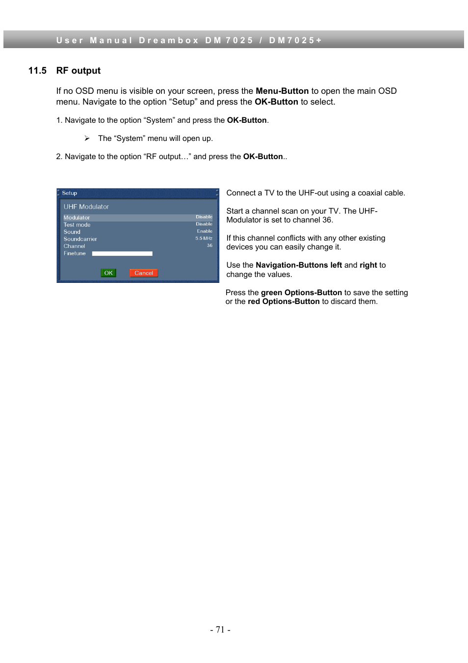 5 rf output | Dream Property DM7025 + User Manual | Page 71 / 114