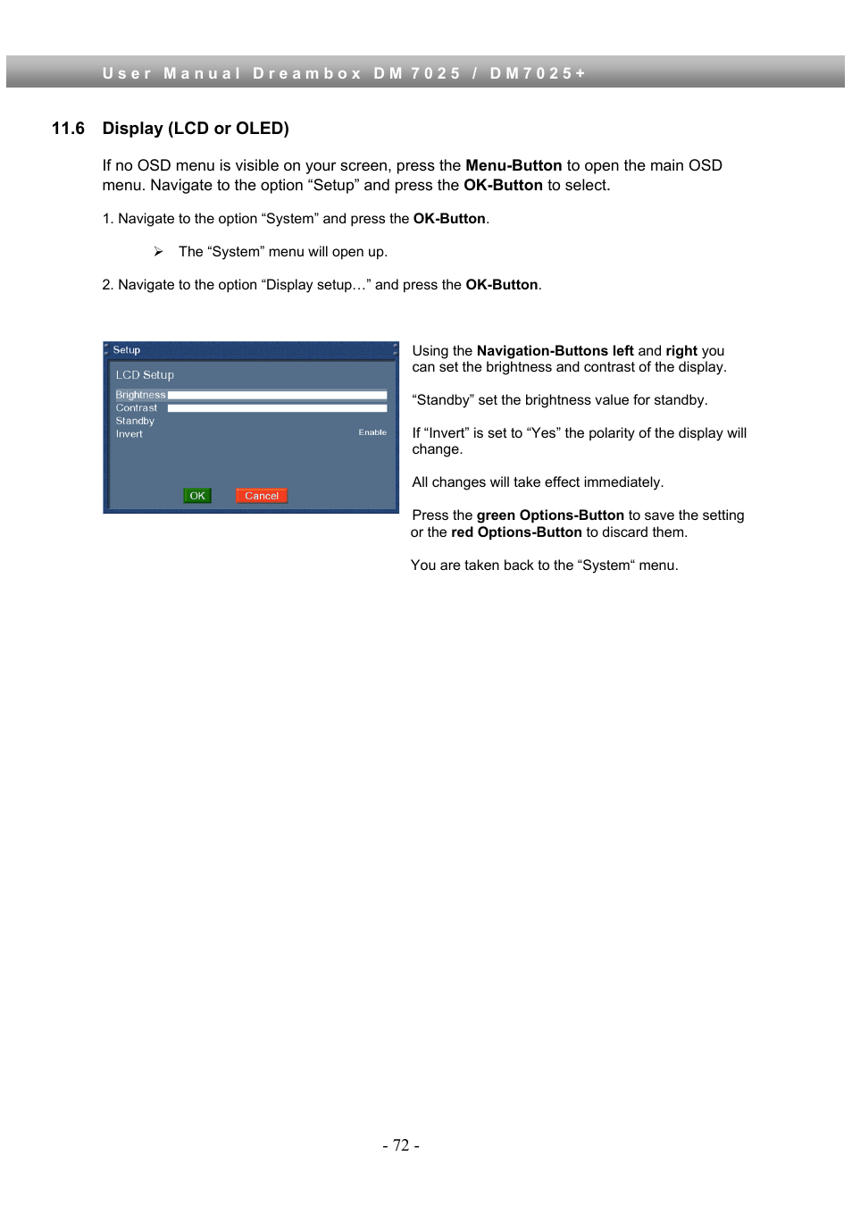 6 display (lcd or oled) | Dream Property DM7025 + User Manual | Page 72 / 114