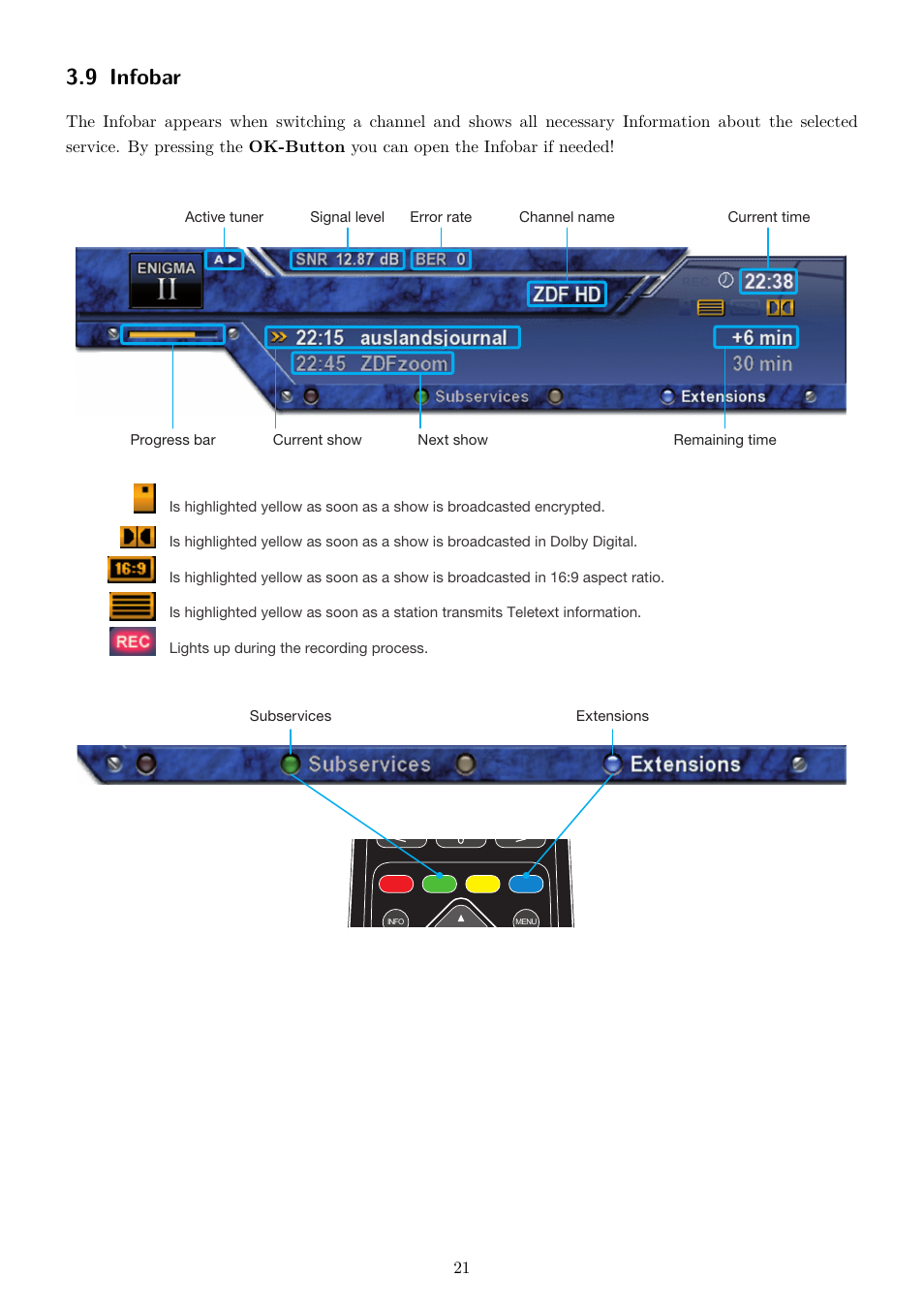 9 infobar | Dream Property DM7020 HD User Manual | Page 26 / 94