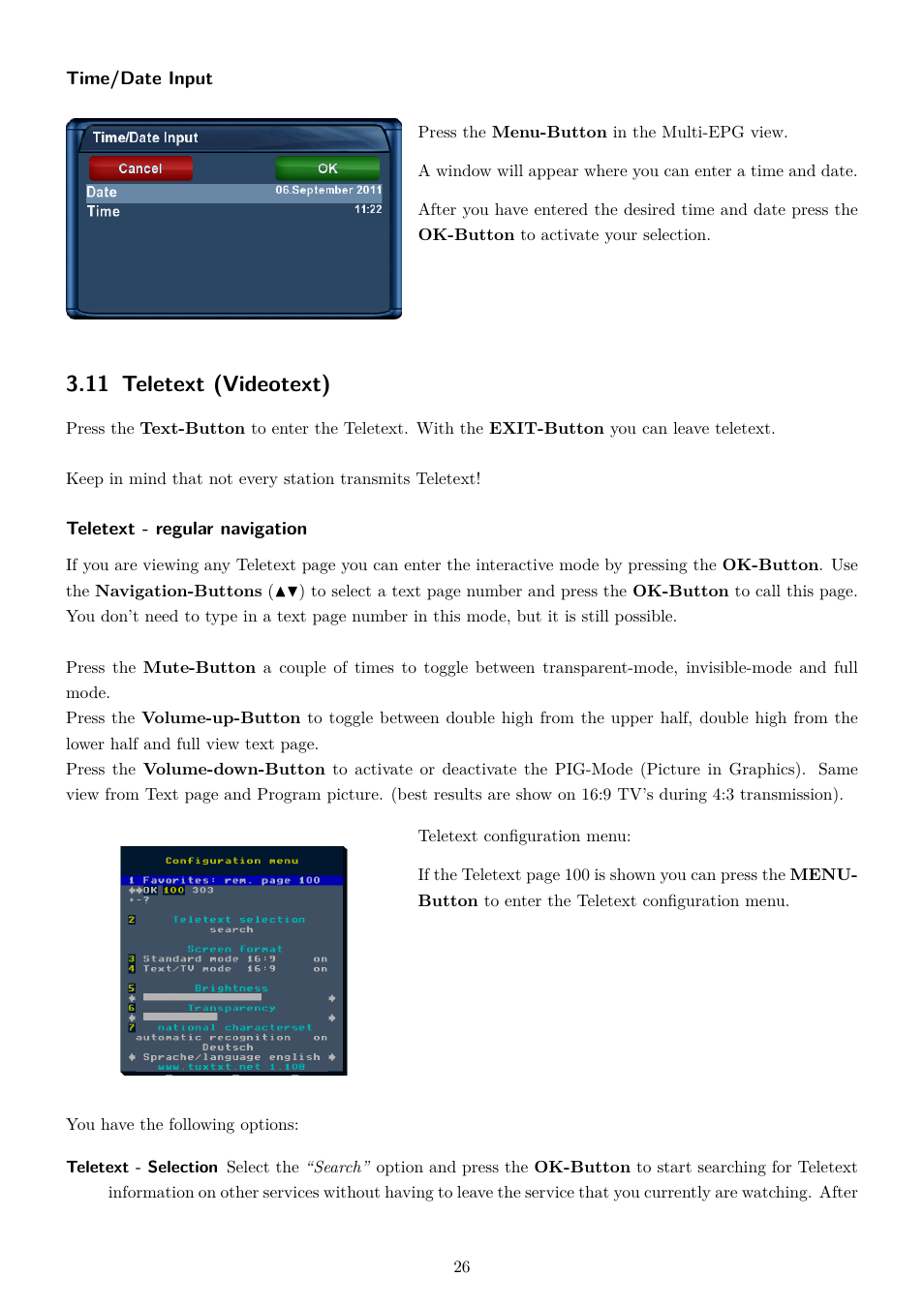11 teletext (videotext) | Dream Property DM7020 HD User Manual | Page 31 / 94