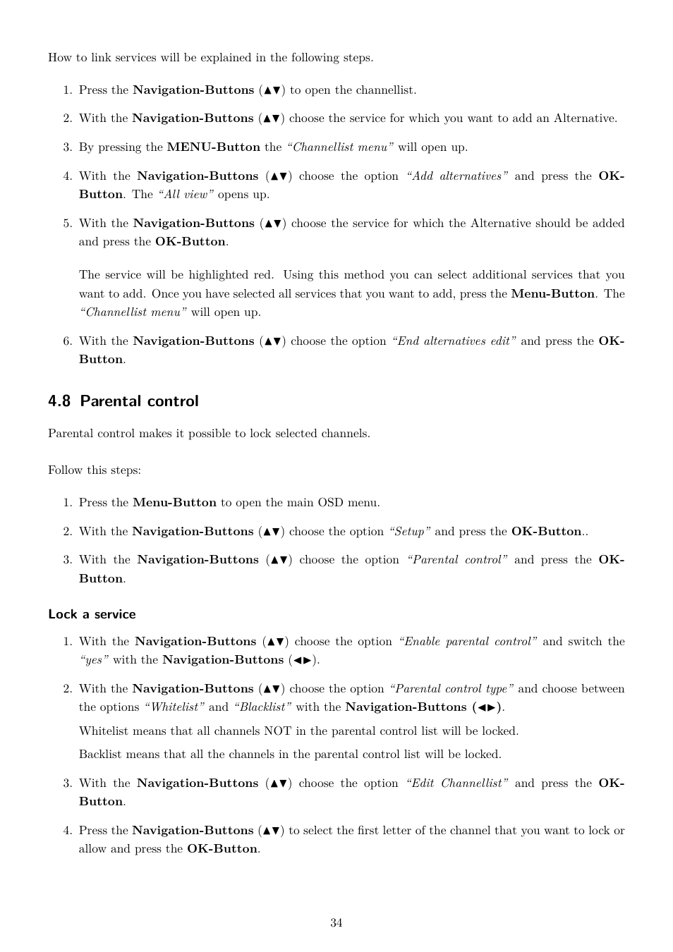 8 parental control | Dream Property DM7020 HD User Manual | Page 39 / 94
