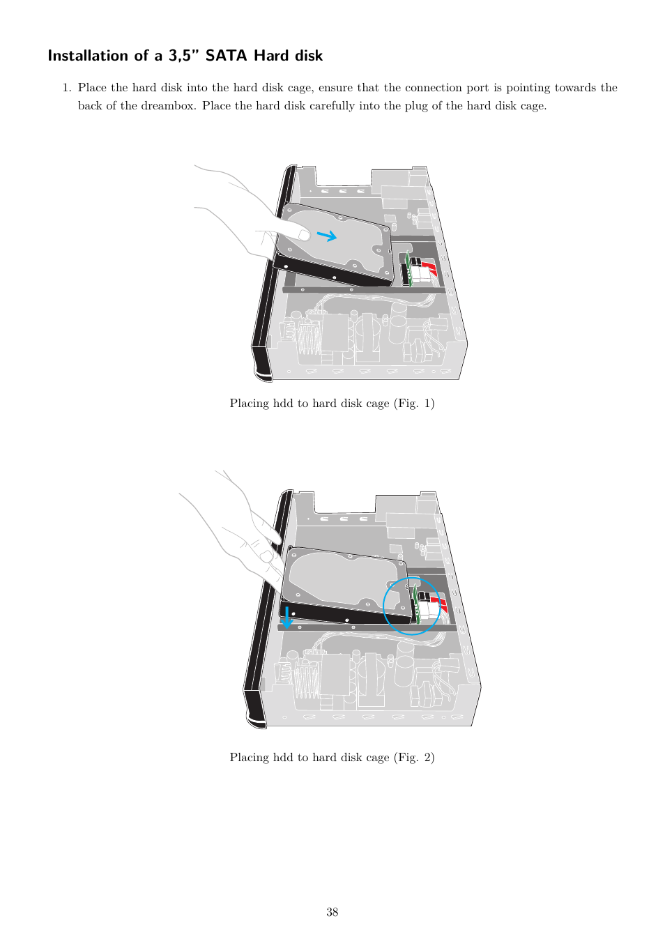 Installation of a 3,5” sata hard disk | Dream Property DM7020 HD User Manual | Page 43 / 94