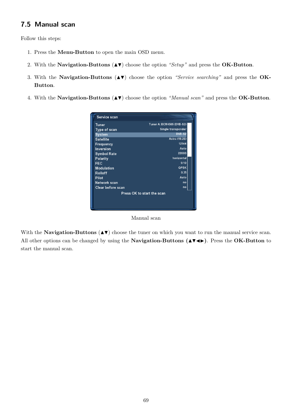 5 manual scan | Dream Property DM7020 HD User Manual | Page 74 / 94