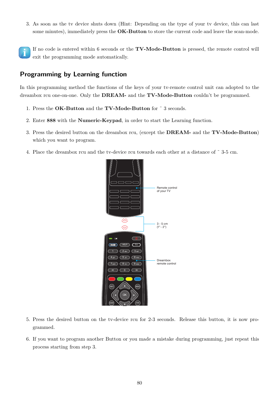Programming by learning function | Dream Property DM7020 HD User Manual | Page 85 / 94
