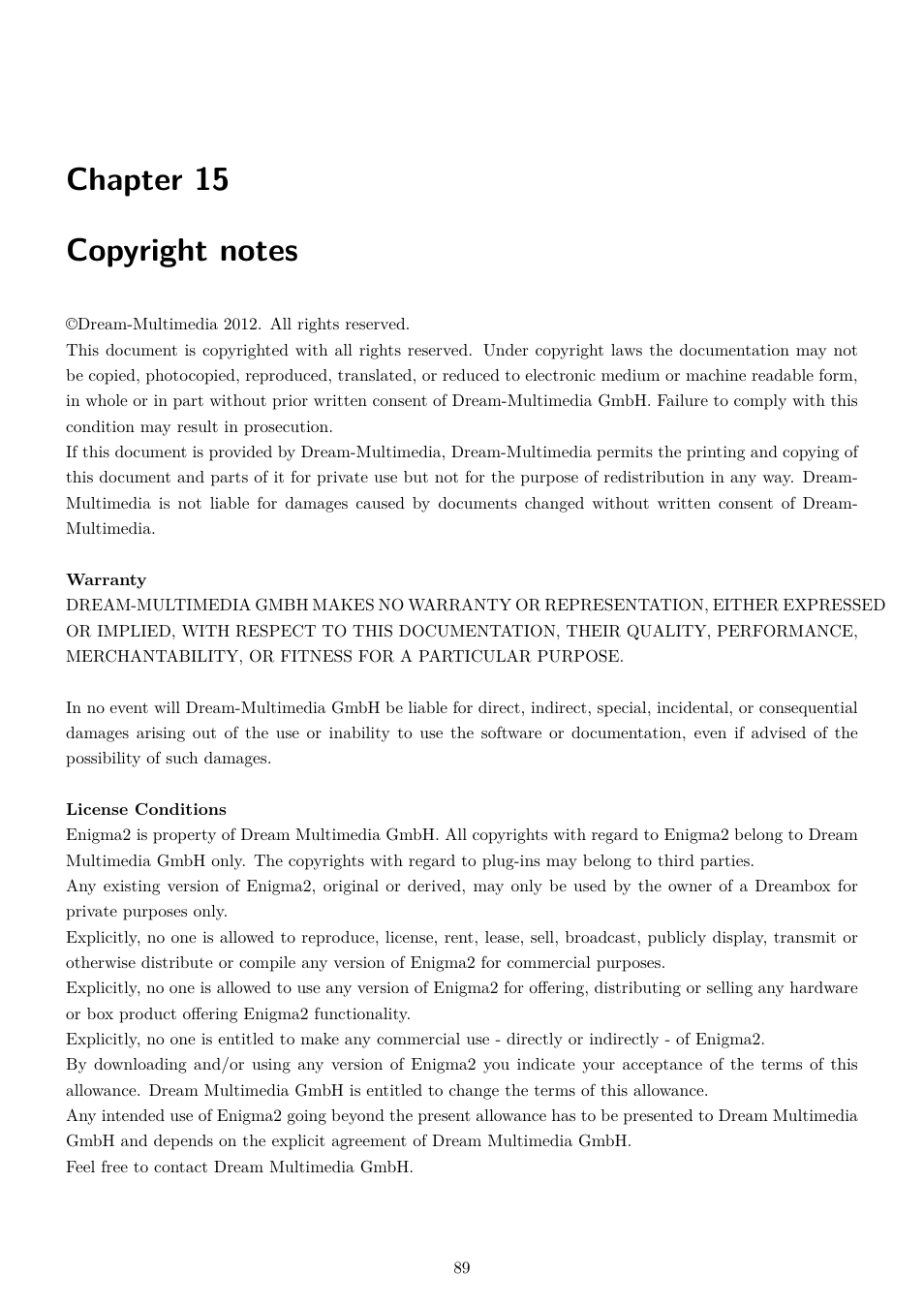 15 copyright notes | Dream Property DM7020 HD User Manual | Page 94 / 94