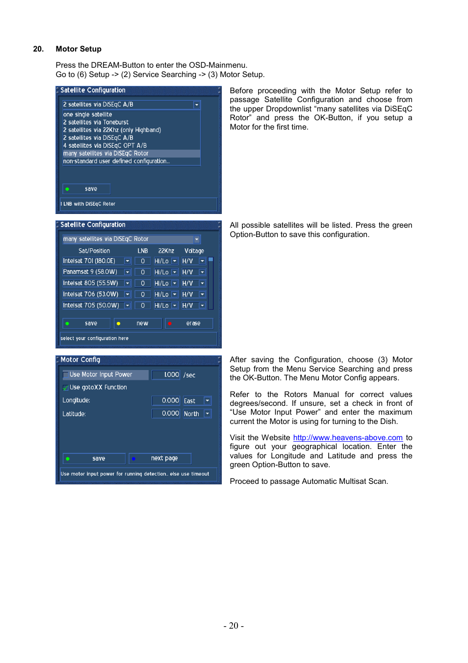 Motor setup | Dream Property DM7000 User Manual | Page 20 / 73